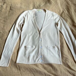 J. Crew Cream V-Neck Button Cardigan